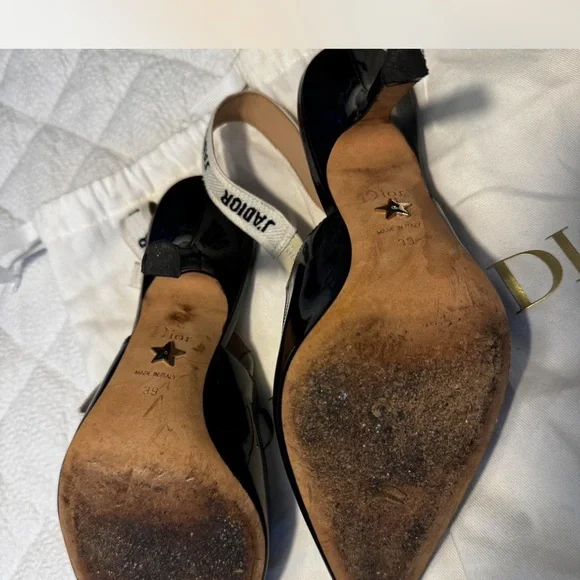 Dior Black Patent Leather Slingback Heels - Picture 4 of 6
